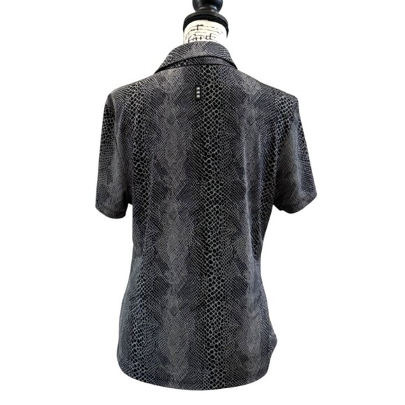 Jamie Sadock Women's Short Sleeve Top Collared 1/4 Zip Snake Print Gray Size M - Picture 3 of 7